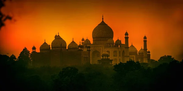 Agra Uttar Pradesh Indien Januari 2011 Panoramautsikt Över Taj Mahal — Stockfoto