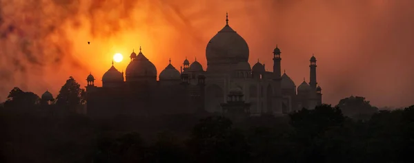 Agra Uttar Pradesh Indien Januari 2011 Panoramautsikt Över Taj Mahal — Stockfoto