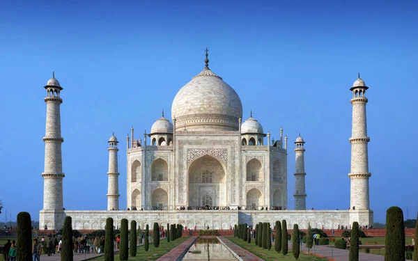 Widok Taj Mahal Światowej Sławy Historyczne Miejsce Agra Indie — Zdjęcie stockowe