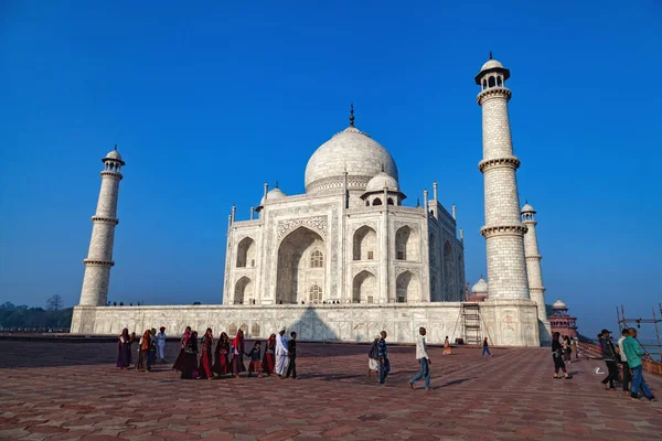 Widok Taj Mahal Światowej Sławy Pomnik Agra Indie — Zdjęcie stockowe