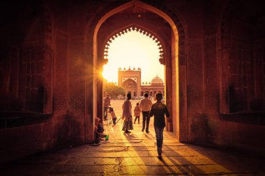 Agra, Uttar Pradesh, Hindistan - 2 Ekim 2017 Sunset View UNESCO Dünya Mirası sitesi Fatehpur Sikri, Hindistan.