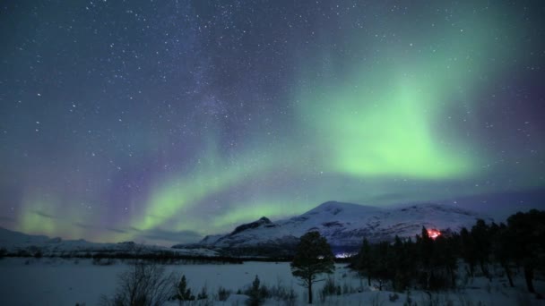 Luces Del Norte Aurora Boreal Nordlicht Polarlicht Norwegen Schweden Finnland — Vídeo de stock