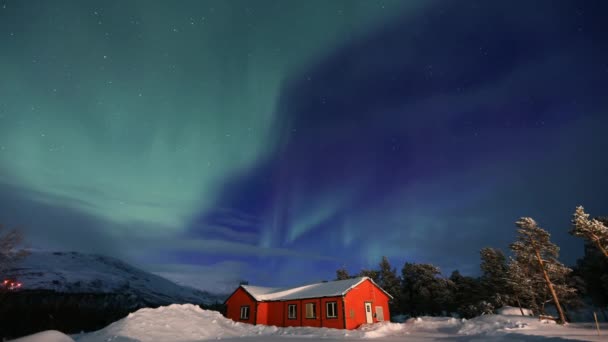 Luces Del Norte Aurora Boreal Nordlicht Polarlicht Norwegen Schweden Finnland — Vídeos de Stock