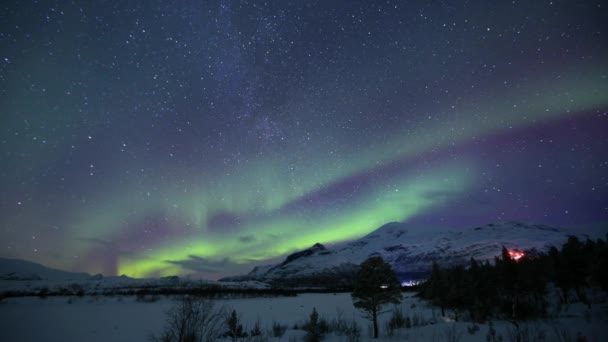 Luces Del Norte Aurora Boreal Nordlicht Polarlicht Norwegen Schweden Finnland — Vídeo de stock