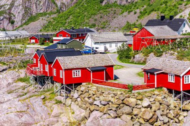 Lofoten Summer Landscape Lofoten Norveç 'in Nordland eyaletinde yer alan bir takımadadır. Dramatik dağları ve zirveleri olan kendine özgü bir manzarası var.