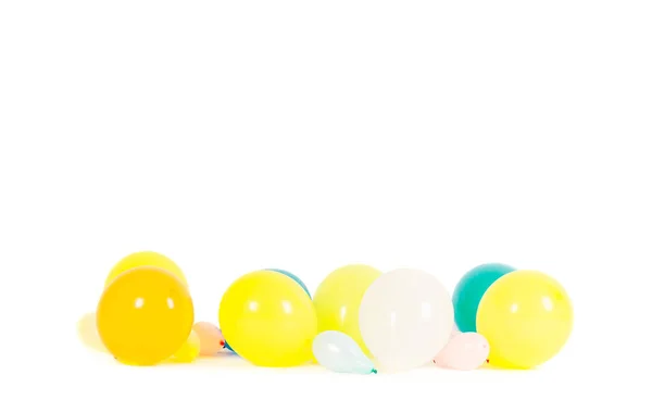 Ballons Colorés Isolés Sur Blanc Avec Espace Copie — Photo