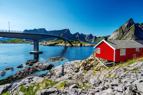 Lofoten Letní Krajina Lofoten Souostroví Hrabství Nordland Norsko Známý Pro Stock Fotografie