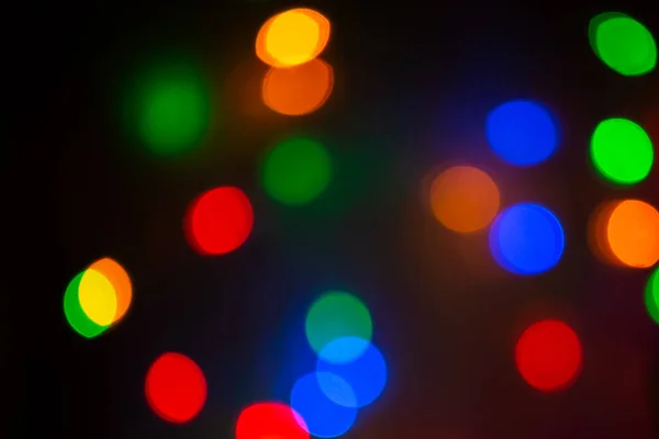 Multicolored Glitter Garland Lights Bokeh Background Overlay Bright Holiday Lights — Stock Photo, Image