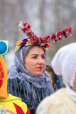 Polotsk, Belarus 13.01.2018. Eski yeni yıl Noel şarkıları. Selamlar, komik sahneleri, yılbaşı servet ve halk oyunları yanı sıra Belarus şarkı geleneksel festival oluşur