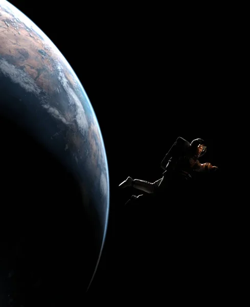 Απεικόνιση Του Ένας Αστροναύτης Στο Διάστημα Scifi Φαντασίας — Φωτογραφία Αρχείου