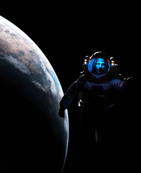 Απεικόνιση Του Ένας Αστροναύτης Στο Διάστημα Scifi Φαντασίας — Φωτογραφία Αρχείου