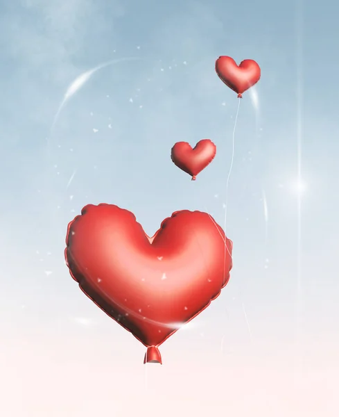 Red Heart Balloons Illustration — Free Stock Photo