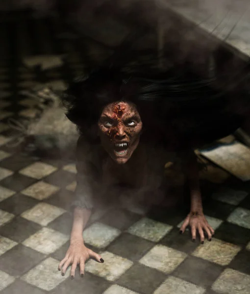 Ilustración Mujer Fantasma Casa Embrujada —  Fotos de Stock