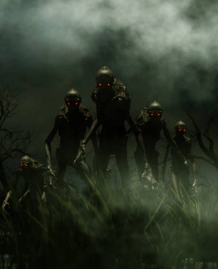 Öcü bir yaratık bir kabus, kitap Illustration veya kitap kapağı için 3d çizim 