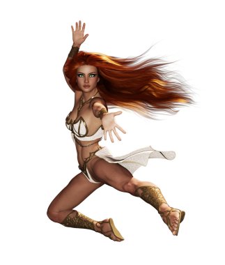 Beyaz düzenlemek ve kitap kapağı veya kitap Illustration gibi projeniz için birleştirmek kolay bir tanrıça kadın kavga teşkil etmektedir, 3D render izole