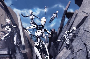 Robot Savaşı, karışık teknik 3D çizimi