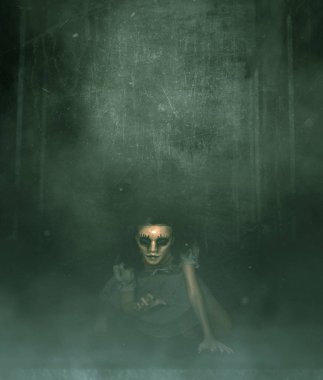 o gibi onun yüz, 3d çizim saklamaya kadın korkunç maskeli hayalet