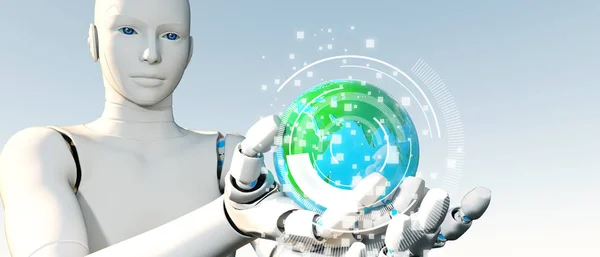 Inteligența Artificială Ilustrarea Globului Roboților Care Dețin — Fotografie, imagine de stoc