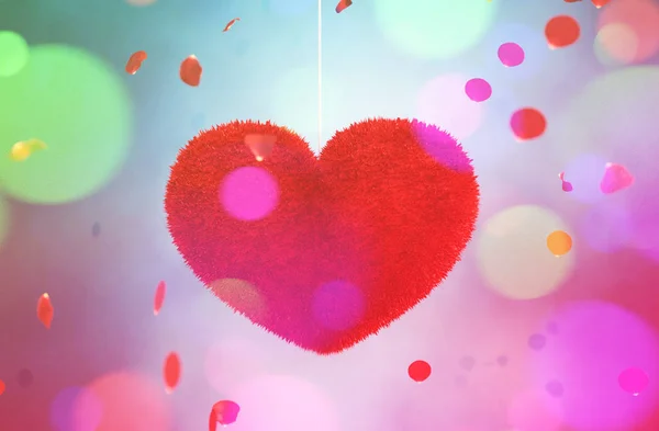 Soyut Renkli Kürklü Kalp Renkli Bokeh Sevgililer Için Oluşturmayı Işık — Stok fotoğraf