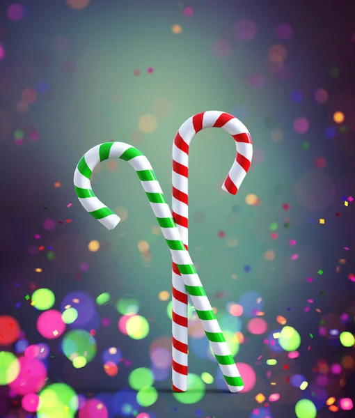 Fancy Candy Cane Decorated Colorful Background Rendering — стоковое фото