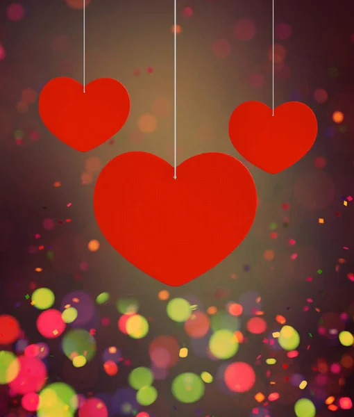 Abstrakcja Hearts Czerwony Urządzone Kolorowe Tło Valentine Renderowania — Darmowe zdjęcie stockowe