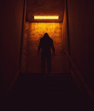 Perili ev, 3d resim içinde yabancı