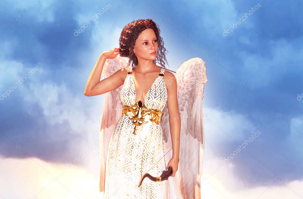 An angel with an arrow,3d illustration