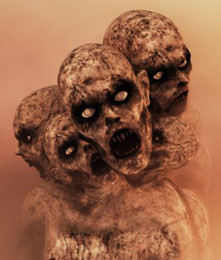 Undead, korkunç zombi, 3d çizim