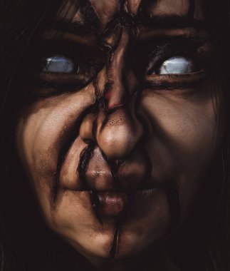 Darkness witch,woman with creepy face,3d illustration clipart