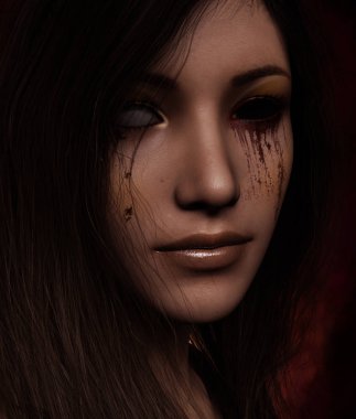 Hayalet kadın, 3d çizim portresi 