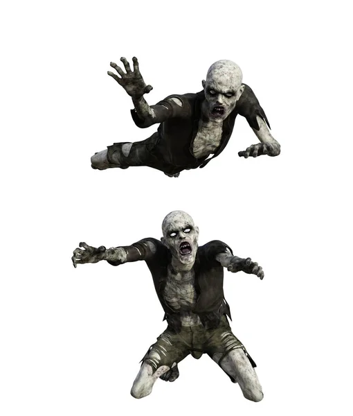 Scary Zombie Elszigetelt Fehér Háttér Leképezés — Stock Fotó