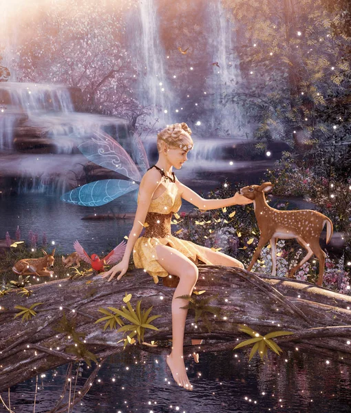 Fantasie Pixie Mythischen Wald Illustration Für Buchumschlag Oder Buchillustration — Stockfoto