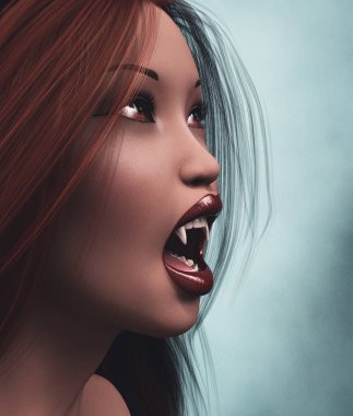 Vampir kadın, 3d çizim 