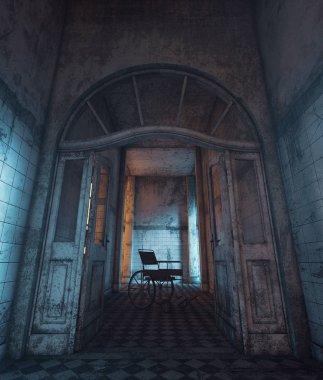 perili ev veya iltica tekerlekli 3D render 