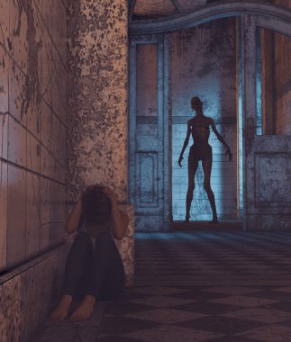 House, undead kız bir undead.3d örnek tarafından perili
