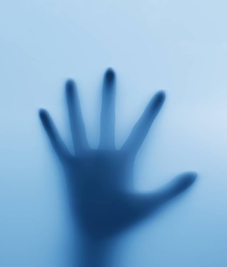 Imprisoner,Hand of person behind the glass windows,3d rendering clipart