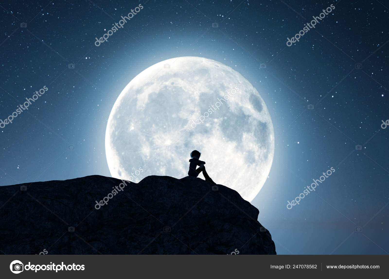 Images Lonely Girl With Moon Lonely Girl Sitting Alone Cliff