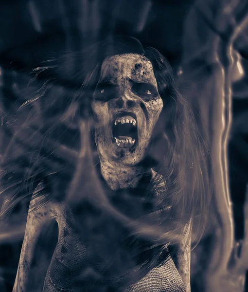 İntikamcı kötü bir çığlık, kitap için 3d illüstrasyon kapak 