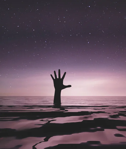 海に溺れる人の手 — ストック写真