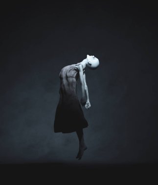 Hayalet kadın yüzen, 3d render