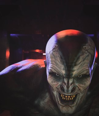 Karanlıkta bir Canavar 3d render