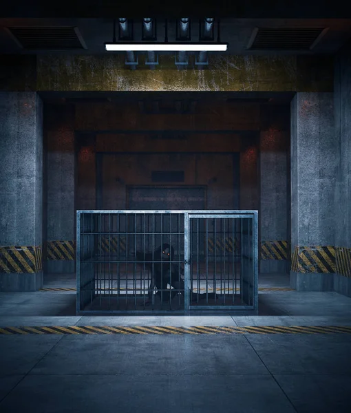 笼子里的僵尸，3d 渲染 — 图库照片