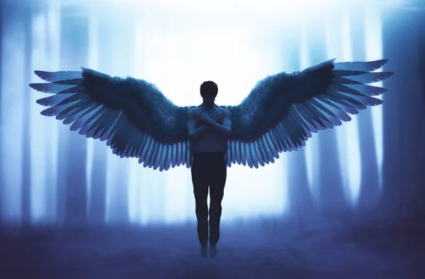 Un ange dans la forêt mystique, illustration 3D — Photo