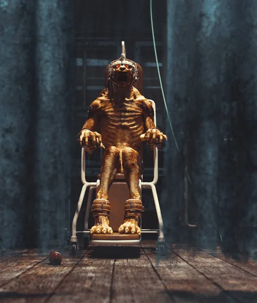 Dom potwora, wilkołak dżuma, eksperyment poszedł źle odrodzony nowy horror, ilustracja 3D — Zdjęcie stockowe
