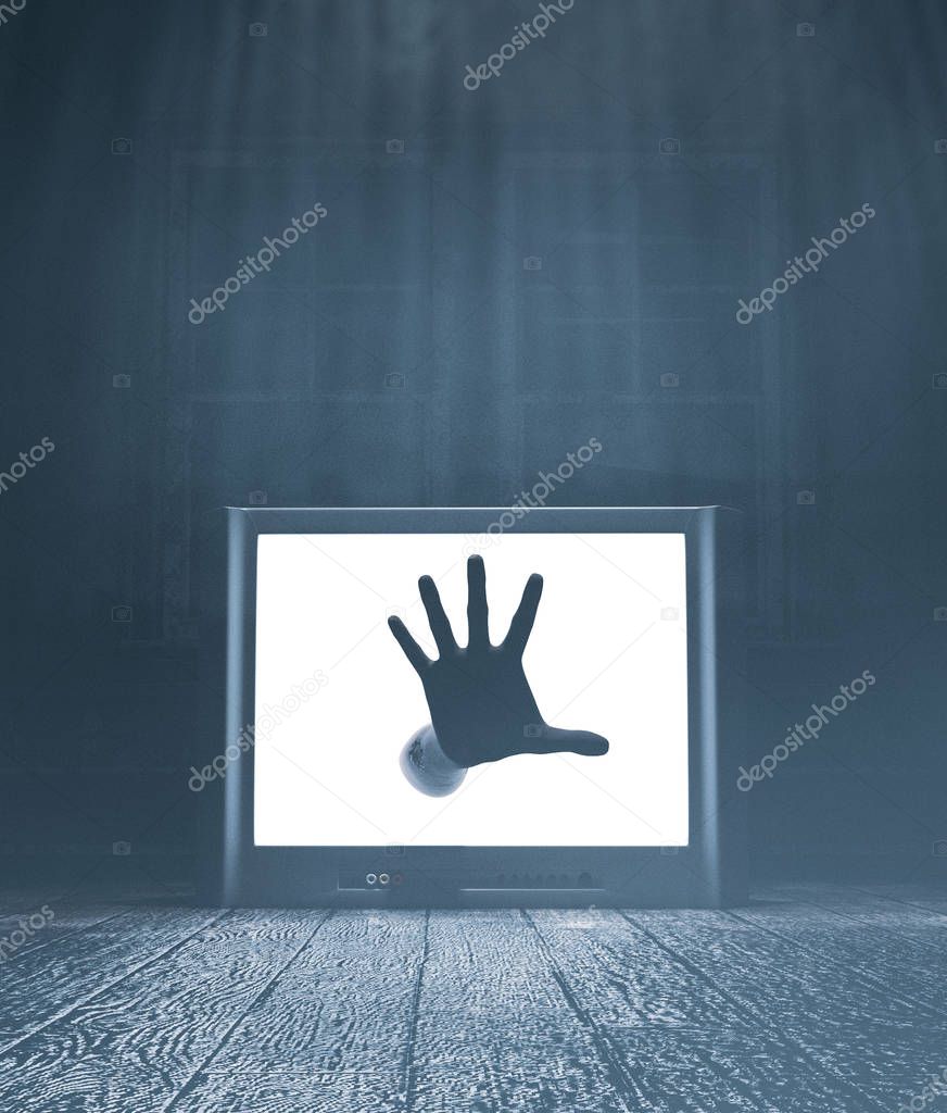 The other dimension,Ghost hand coming out from tv screen