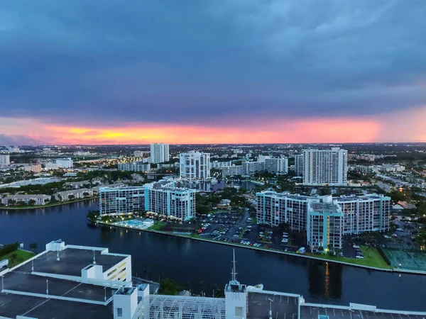 Solnedgång Hollywood City Florida — Stockfoto