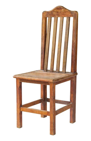Stare Drewniane Krzesło Izolowane Białym Ścieżką Wycinania — Zdjęcie stockowe
