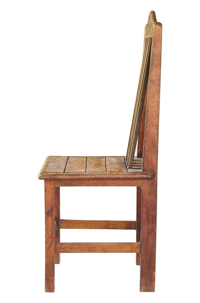 Stare Drewniane Krzesło Izolowane Białym Ścieżką Wycinania — Zdjęcie stockowe