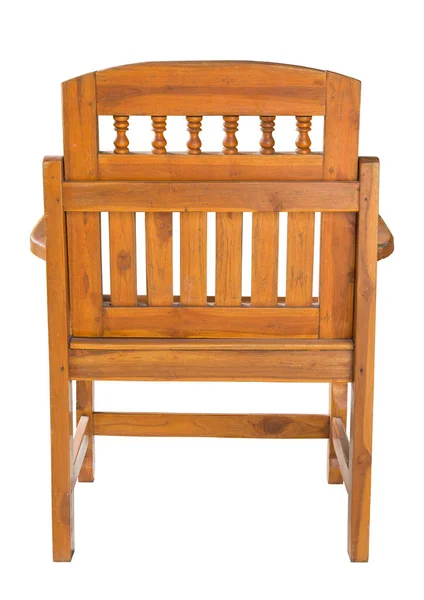 Back View Antique Wooden Chair Isolated White Clipping Path — Stock Photo, Image