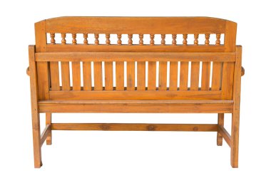 arkadan görünüşü üzerinde beyaz kırpma yolu ile izole uzun ahşap sandalye